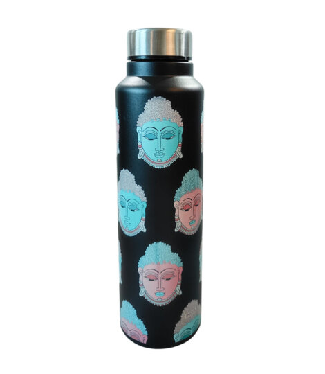 Maatir-Buddha-Kalamkari-Pop-Art-Stainless-Steel-Water-Bottle-1