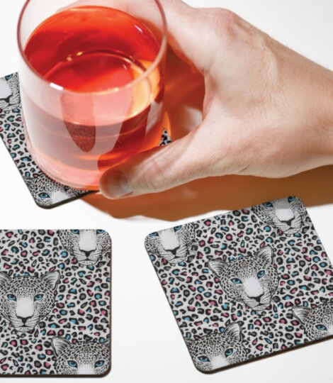 Graphic Leopard Art Print Souvenir Coasters (Set of 6)