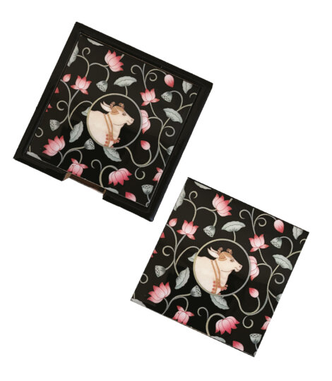 pichwai-jaal-art-print-souvenir-black-coasters-set-of-6-1