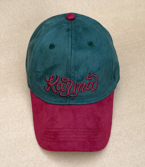 India Karma Embroidered Baseball Cap – Suede Green Cap