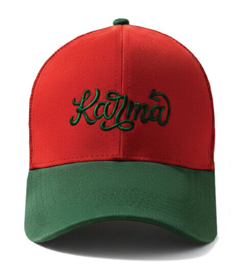 maroon-deep-green-suede-premium-baseball-cap-with-karma-embroidery