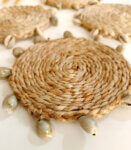 Hand Crafted Round Jute Coasters with Shells – Set of 4