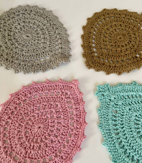 Hand Crocheted Pastel Leaves – Set of 4