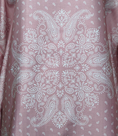 Rose Pink Paisley - Vegan Silk Pashmina Short Kaftan
