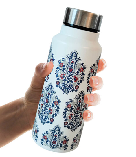 Maatir Floral Mughal Art Black Stainless Steel Water Bottle