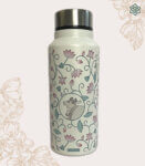 Pichwai Cow Art White Medium Stainless Steel Water Bottle