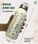 Pichwai Cow Art White Medium Stainless Steel Water Bottle