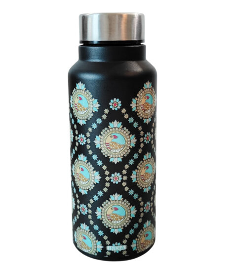 Maatir-Madhubani-Art-Black-Medium-Stainless-Steel-Water-Bottle-1