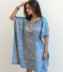 Light Blue Kalamkari Short Kaftan