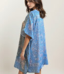 Light Blue Kalamkari Short Kaftan