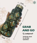 Madhubani Art Black Medium Stainless Steel Water Bottle