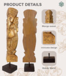 Lord Ganesha Hand Carved Wood Statue Figurine