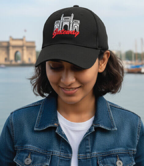 Gateway of India Embroidered Navy Baseball Cap – Mumbai Gateway Cotton Cap