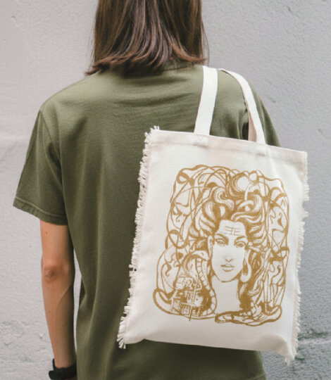 Maatir Organic Cotton Canvas Tote Bag – Cream Lord Shiva Print