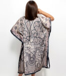 Kalamkari Horse Black & White Long Kaftan