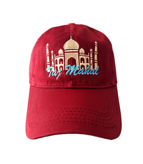 maroon-unisex-baseball-cap-with-taj-mahal-embroidery-premium-pure-cotton-adjustable-cap-for-men-women-1