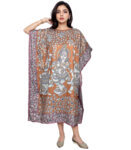 Orange Kalamkari Radha Krishna Kaftan