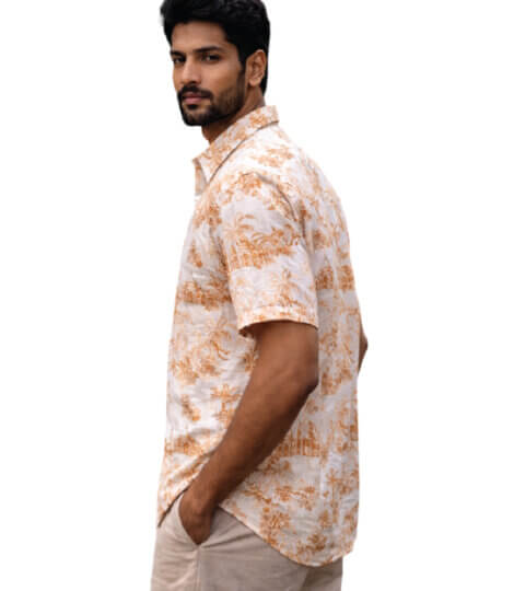 Taj Mahal Jungle Orange Print Shirt