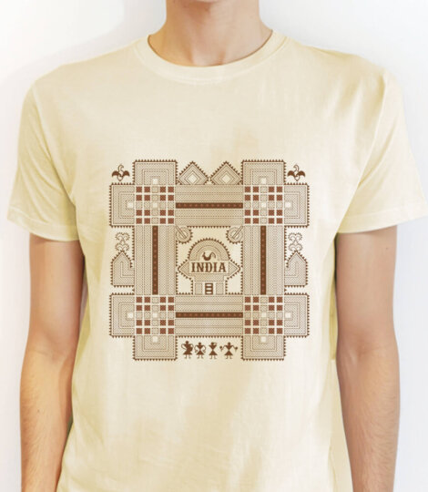 Women's Chittra Art India Beige T-shirt
