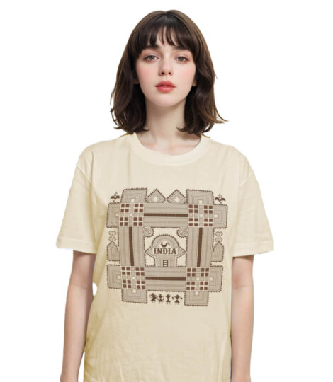 Womens-Chittra-Art-India-Beige-T-shirt-1