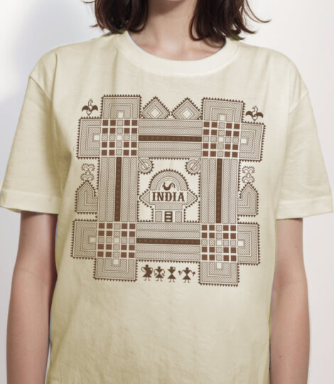 Women's Chittra Art India Beige T-shirt