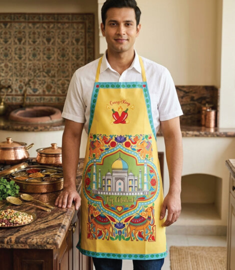 premium-heavy-duty-kitchen-apron-for-men-bright-yellow-indian-truck-art-design-fun-times-cooking-apron-perfect-gift-for-him-1