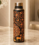 kalamkari-art-stainless-steel-black-gold-water-bottle-0